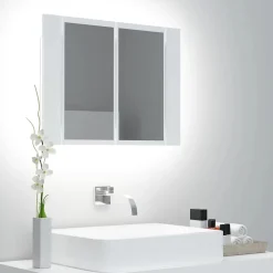 Meuble Wc|zmh Armoire salle de bain à miroir LED Blanc 60x12x45 cm Acrylique