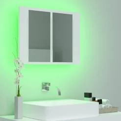 Meuble Wc|zmh Armoire salle de bain à miroir LED Blanc 60x12x45 cm Acrylique