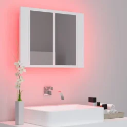 Meuble Wc|zmh Armoire salle de bain à miroir LED Blanc 60x12x45 cm Acrylique