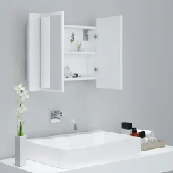 Meuble Wc|zmh Armoire salle de bain à miroir LED Blanc 60x12x45 cm Acrylique