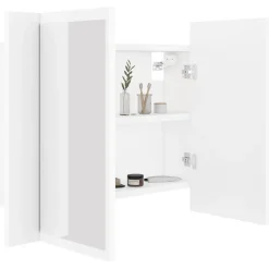 Meuble Wc|zmh Armoire salle de bain à miroir LED Blanc 60x12x45 cm Acrylique