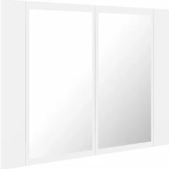Meuble Wc|zmh Armoire salle de bain à miroir LED Blanc 60x12x45 cm Acrylique