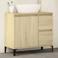 Meuble Wc|zmh Armoire salle de bain chêne sonoma 65x33x60 cm