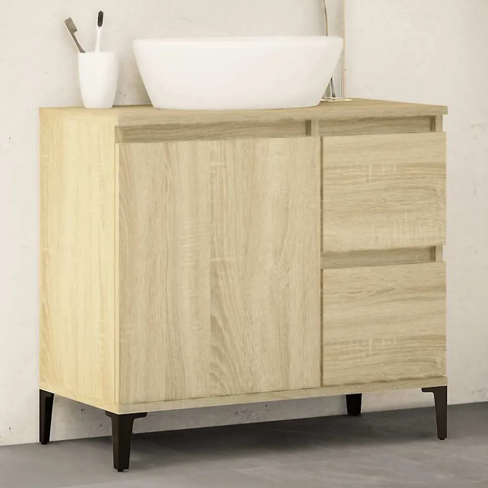 Meuble Wc|zmh Armoire salle de bain chêne sonoma 65x33x60 cm