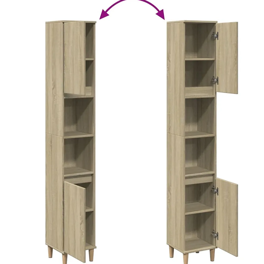 zmh Armoire salle de bain chêne sonoma 30x30x190 cm