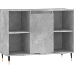 zmh Armoire salle de bain gris béton 80x33x60cm bois d'ingénierie