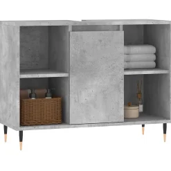 zmh Armoire salle de bain gris béton 80x33x60cm bois d'ingénierie