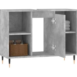 zmh Armoire salle de bain gris béton 80x33x60cm bois d'ingénierie