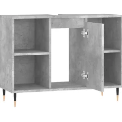 zmh Armoire salle de bain gris béton 80x33x60cm bois d'ingénierie