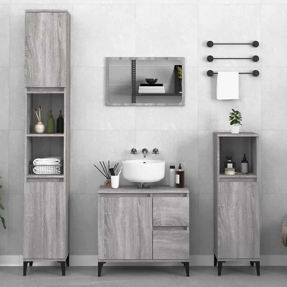Meuble Wc|zmh Armoire salle de bain sonoma gris 30x30x100 cm