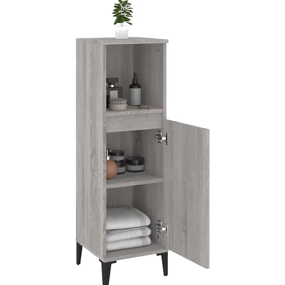 Meuble Wc|zmh Armoire salle de bain sonoma gris 30x30x100 cm