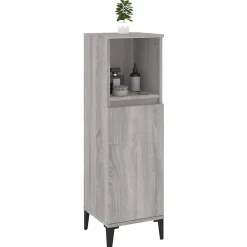 Meuble Wc|zmh Armoire salle de bain sonoma gris 30x30x100 cm