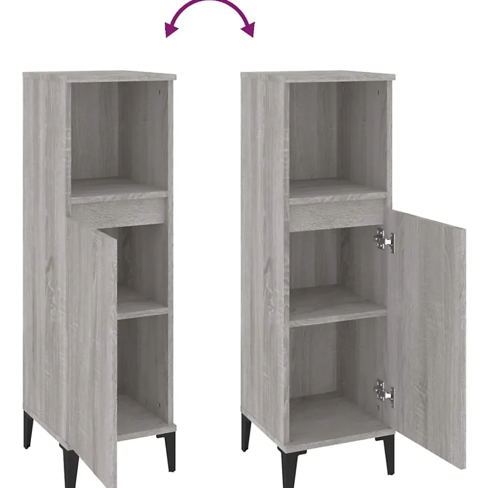 Meuble Wc|zmh Armoire salle de bain sonoma gris 30x30x100 cm