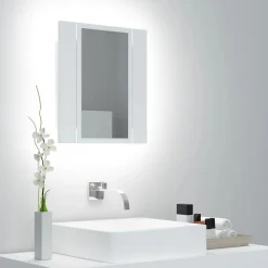 zmh Armoire salle de bain à miroir LED Blanc 40x12x45 cm Acrylique