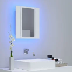 zmh Armoire salle de bain à miroir LED Blanc 40x12x45 cm Acrylique