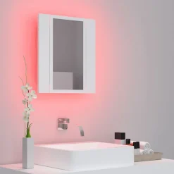 zmh Armoire salle de bain à miroir LED Blanc 40x12x45 cm Acrylique