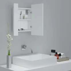 zmh Armoire salle de bain à miroir LED Blanc 40x12x45 cm Acrylique