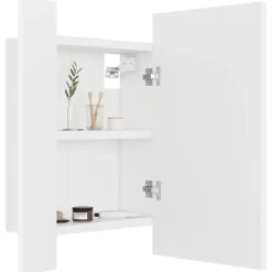 zmh Armoire salle de bain à miroir LED Blanc 40x12x45 cm Acrylique