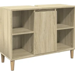 Meuble Wc|zmh Armoire salle de bain chêne sonoma 80x33x60cm bois d'ingénierie