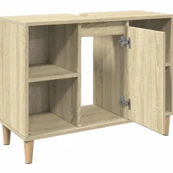 Meuble Wc|zmh Armoire salle de bain chêne sonoma 80x33x60cm bois d'ingénierie