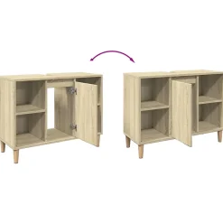 Meuble Wc|zmh Armoire salle de bain chêne sonoma 80x33x60cm bois d'ingénierie