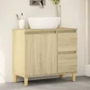 Meuble Wc|zmh Armoire salle de bain chêne sonoma 65x33x60 cm