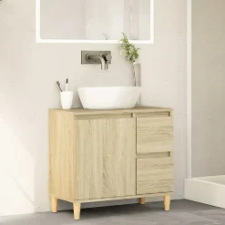 Meuble Wc|zmh Armoire salle de bain chêne sonoma 65x33x60 cm