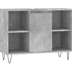 Meuble Wc|zmh Armoire salle de bain gris béton 80x33x60cm bois d'ingénierie