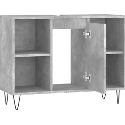 Meuble Wc|zmh Armoire salle de bain gris béton 80x33x60cm bois d'ingénierie
