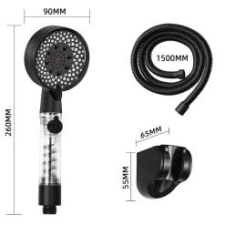 Pommeau De Douche, Flexible Et Barre De Douche|zmh Douchette à main noire à économie d'eau avec flexible de 1,5 m pour salle de bain