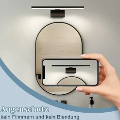 zmh Lampe Miroir LED Noire 30CM IP44 pour Salle de Bain - Éclairage Sûr et Élégant
