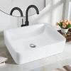 Plan Simple Vasque|zmh Lavabo Carré Céramique à Poser, 40x30x13cm, Effet Lotus, Blanc