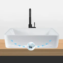 Plan Simple Vasque|zmh Lavabo Carré Céramique à Poser, 40x30x13cm, Effet Lotus, Blanc