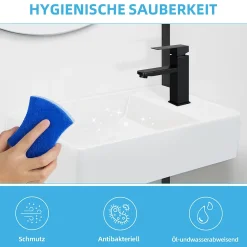 Plan Simple Vasque|zmh Lavabo Carré Céramique Mural 40x22x10cm, Blanc Avec Trou Pour Robinet