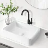 Plan Simple Vasque|zmh Lavabo Carré Céramique à Poser, 48x37x13,5cm, Finition Nano Effet Lotus, Blanc