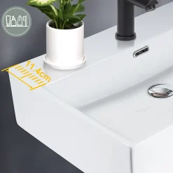 Plan Simple Vasque|zmh Lavabo Carré En Céramique à Poser 60x42x15cm Blanc