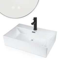 Plan Simple Vasque|zmh Lavabo Carré En Céramique à Poser 60x42x15cm Blanc
