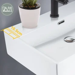 zmh Lavabo Carré En Céramique à Poser 51x42x15cm Blanc