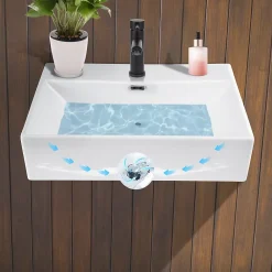 zmh Lavabo Carré En Céramique à Poser 51x42x15cm Blanc