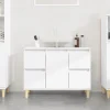 Meuble Wc|zmh Meuble d'évier blanc 80x33x60 cm bois d'ingénierie