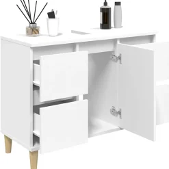 Meuble Wc|zmh Meuble d'évier blanc 80x33x60 cm bois d'ingénierie