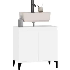 zmh Meuble d'évier blanc 58x33x60 cm bois d'ingénierie