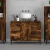 zmh Meuble d'évier chêne fumé 80x33x60 cm bois d'ingénierie