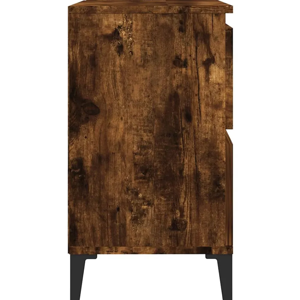 zmh Meuble d'évier chêne fumé 80x33x60 cm bois d'ingénierie