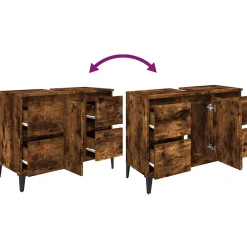 zmh Meuble d'évier chêne fumé 80x33x60 cm bois d'ingénierie