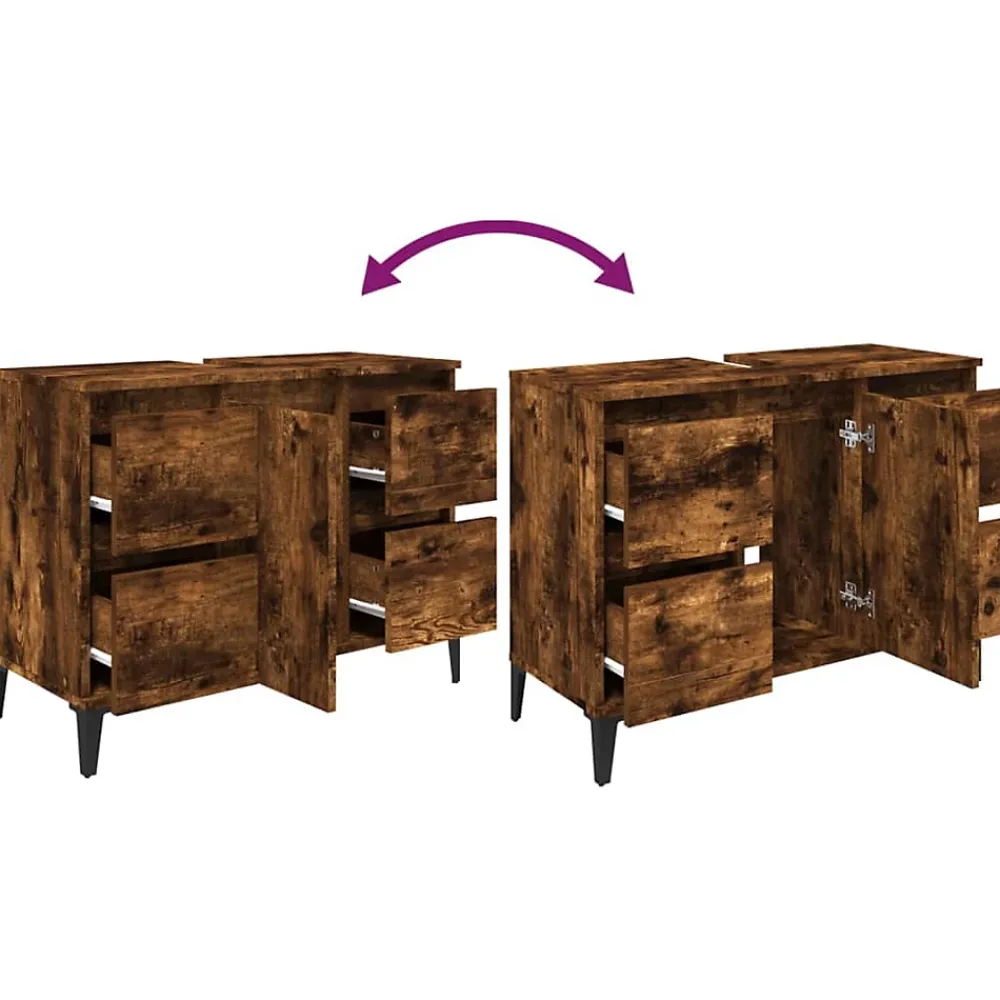 zmh Meuble d'évier chêne fumé 80x33x60 cm bois d'ingénierie