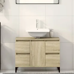 zmh Meuble d'évier chêne sonoma 80x33x60 cm bois d'ingénierie