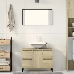 zmh Meuble d'évier chêne sonoma 80x33x60 cm bois d'ingénierie