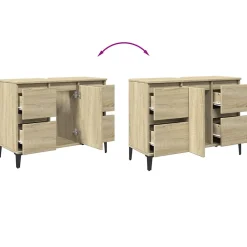zmh Meuble d'évier chêne sonoma 80x33x60 cm bois d'ingénierie