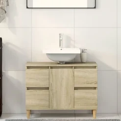 zmh Meuble d'évier chêne sonoma 80x33x60 cm bois d'ingénierie